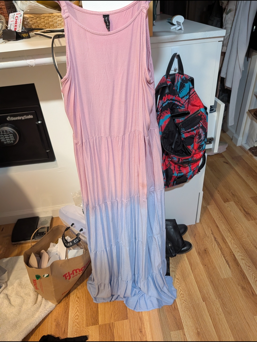 Sleeveless Pink to Light Blue Ombre Maxi Dress